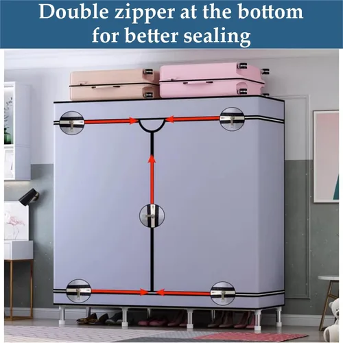 Vista 2 de large closets Wardrobe Closet with Pattern Cloth Cover Wardrobe Closet Steel Rack Closet for Clothes Saves Space Portable Storage Closet Space-saving