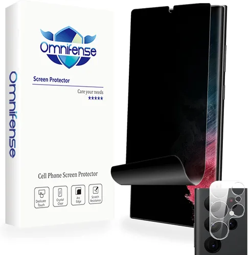 Vista 10 de Protector de pantalla de privacidad para Galaxy S22, película suave, paquete de 2 y protector de lente de cámara de vidrio templado, 1 paquete