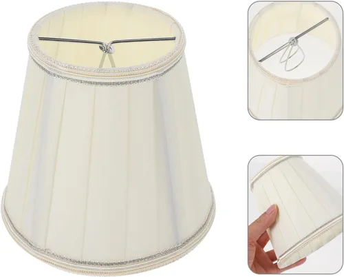 Vista 8 de Beaupretty Pantalla de lámpara pequeña para lámparas de mesa y luz de pie con clip de repuesto para pantalla de tela, cubierta de luz, color beige