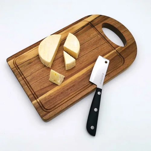 Vista 2 de Cuchillo para Queso - MATTSTONE HILL Cuchilla para Queso, Cortador de Queso Duro, Acero Inoxidable Premium, Mango Negro