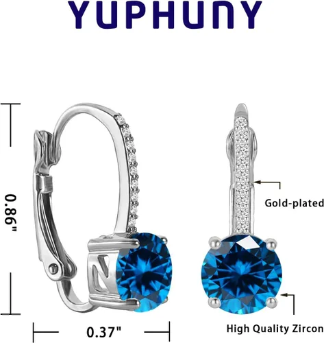 Vista 3 de Aretes colgantes de diamante de 1 quilate para mujer, chapados en oro de 18 quilates, circonita cúbica, palanca colgante, aretes de novia, joyería