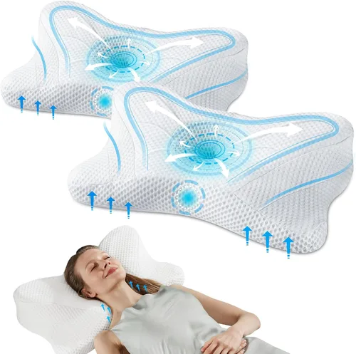 Vista 12 de Sweetcrispy Almohada cervical para cuello y hombro, almohadas ergonómicas de espuma viscoelástica, contorno lateral para adultos, soporte ortopédico