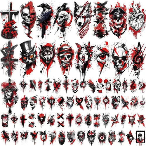 Vista 10 de Suministros de fiesta con tatuajes temporales que brillan en la oscuridad 192+ PIEZAS, Tatuajes faciales reactivos de neón UV con luz negra