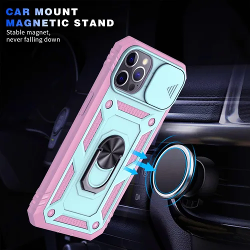 Vista 6 de Funda para iPhone 12 Pro Max, a prueba de golpes, resistente a los impactos con lente deslizante Funda protectora para iPhone 12 Pro Max