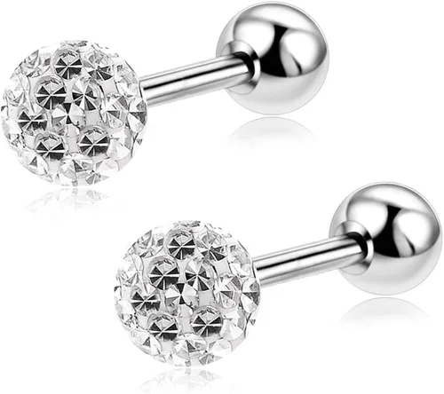 Vista 4 de Zhyaor Juego de aretes de tuerca calibre 20 para mujeres y niñas con orejas sensibles Rosca en la parte posterior, joyería del cartílago de Tragus