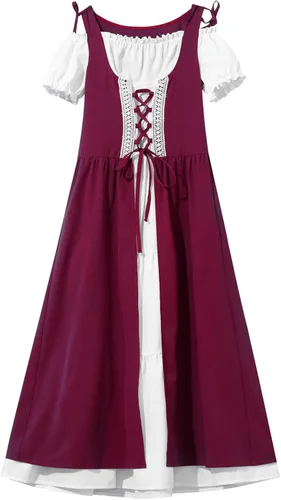 Vista 5 de dPois Vestido medieval renacentista para niños, disfraz de Halloween, cosplay, princesa de hada, camisola