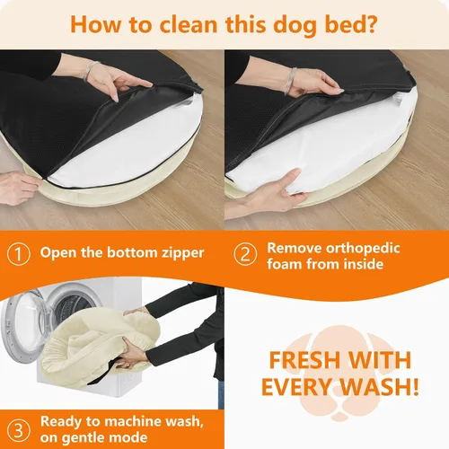 Vista 7 de Sofá ortopédico impermeable para perros medianos, espuma Beige