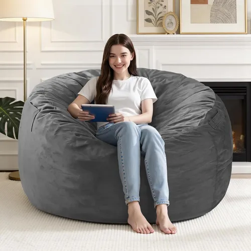 Vista 12 de Silla Puf de 2 Pies con Funda de Terciopelo Ultra Suave Sofá Puf con Espuma con Memoria Sillas Puf de Tamaño Grande Sofá Perezoso para Dormitorio