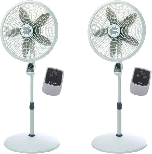 Vista 9 de Lasko 1646 - Ventilador de pedestal oscilante y ajustable con temporizador y control remoto para uso en interiores, dormitorio, sala de estar, Blanco