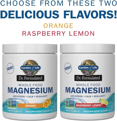 Vista 6 de Garden of Life Dr. Formulated - Polvo de Magnesio de Alimentos Integrales de 6.96 oz (197.4g), naranja, quelado, sin OMG, vegano, kosher, sin gluten