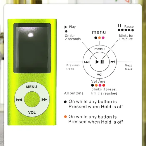 Vista 4 de Reproductor de MP3, reproductor de música digital MP3 multifuncional portátil, reproductor de música LCD de 1.8 pulgadas con auriculares