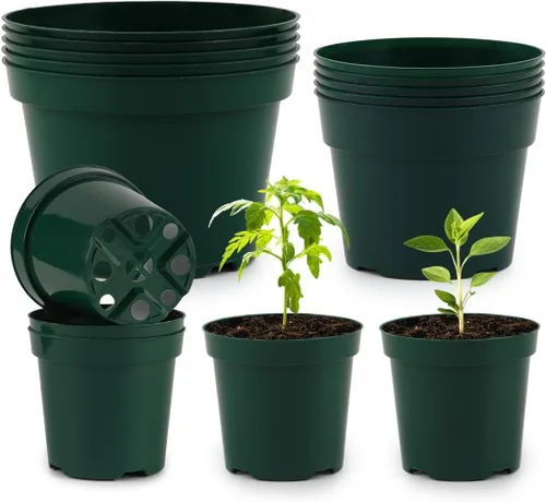 Vista 12 de Macetas de plástico negro RooTrimmer de 4/6/8 pulgadas, paquete de 15, plástico engrosado con agujeros de drenaje, para interior/exterior