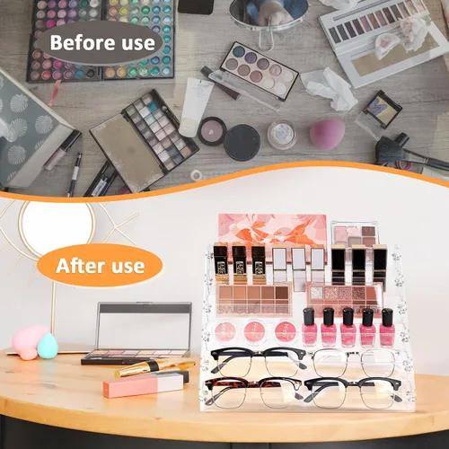 Vista 5 de Estante organizador de esmalte de uñas de 6 niveles, soporte acrílico para pintura de uñas, tinta de tatuaje, aceite esencial, almacenamiento