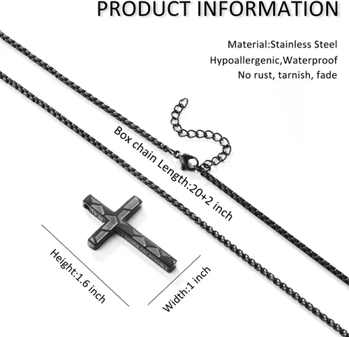 Vista 4 de Collar de cruz de fútbol para niños y hombres, inspirador cristiano con versículo bíblico con dije de cruz, cadena de acero inoxidable, joyería
