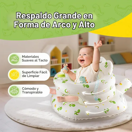 Vista 2 de Asiento inflable para bebés de 3–36 meses, Silla de piso Sit Me Up de SSyang con bomba de aire incorporada, Silla de bebé de apoyo para aprender a