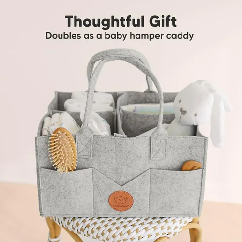 Vista 6 de KeaBabies Organizador de pañales para bebé con asa, organizador portátil de auto para bebé y almacenamiento para guardería, cambiador, cesta de Gris