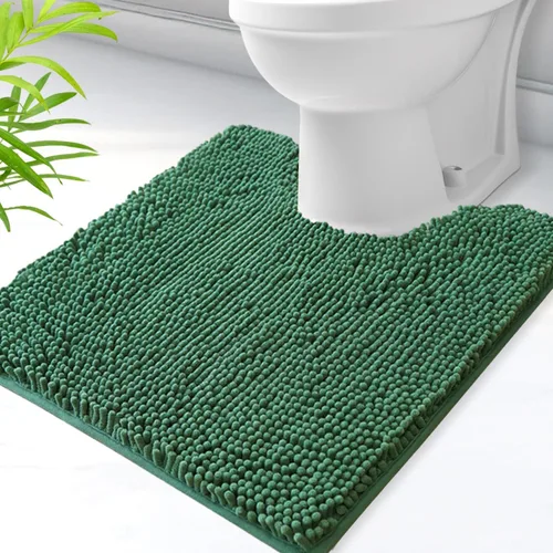 Vista 38 de Alfombras de baño en forma de U, alfombras de baño de felpilla súper absorbentes y respaldo antideslizante de PVC fuerte para inodoros, lavables a