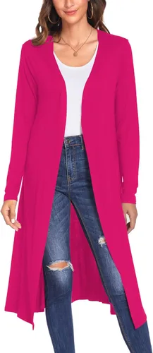 Vista 24 de Bluetime Women Open Front Maxi Cardigan Negro