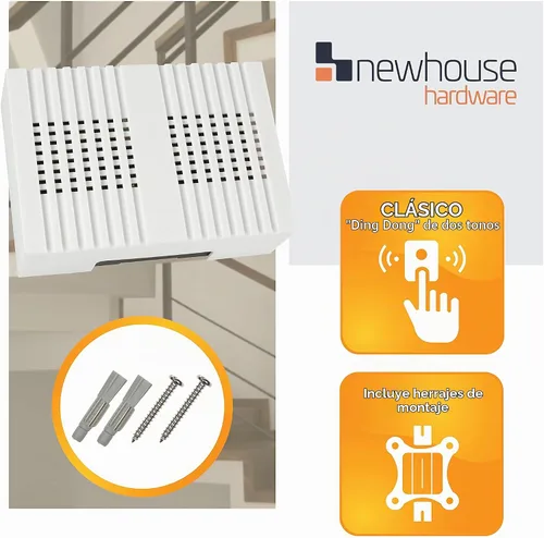 Vista 3 de Newhouse Hardware CHM4 timbre de puerta, Blanco