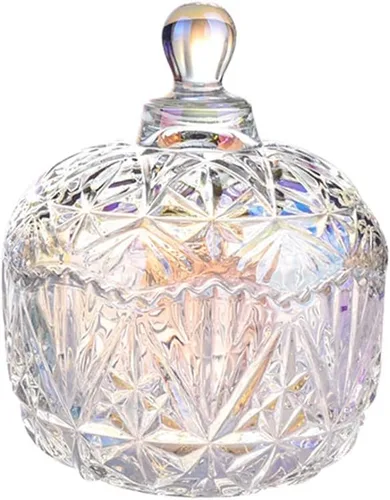Vista 3 de SOCOSY Royal - Tarro de cristal en relieve con tapa, joyero, para boda, bufé, cocina, almacenamiento