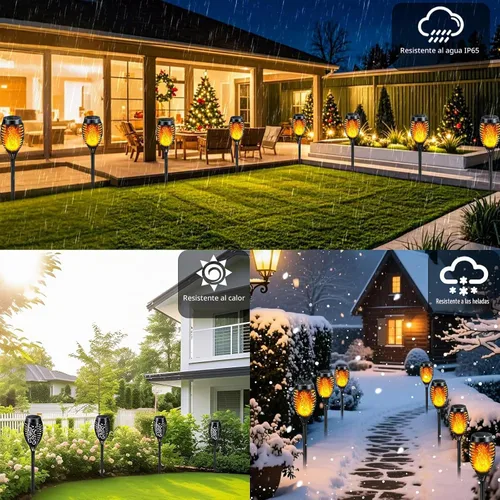 Vista 3 de Paquete de 6 luces solares con llama parpadeante para decoraciones