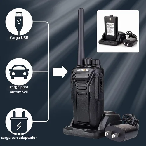 Vista 7 de Retevis Walkie Talkies RT27, radio bidireccional con micrófono de altavoz de hombro, radios de 2 vías de largo alcance, base de carga USB, alarma