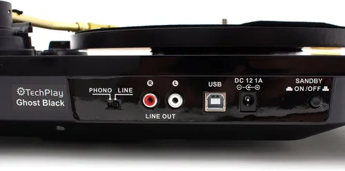 Vista 5 de TechPlay Ghost, Tocadiscos de 2 velocidades accionado por correa con transmisión Bluetooth. Se conecta de forma inalámbrica a tus altavoces Negro