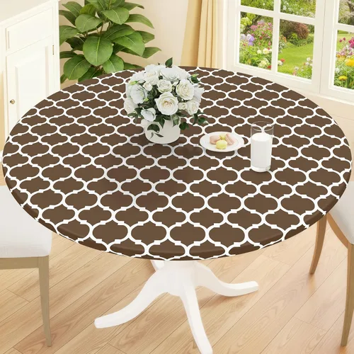 Vista 18 de Smiry Mantel redondo de pícnic, fundas de mesa elásticas impermeables para mesas de 18 a 24 pulgadas, manteles de vinilo con parte trasera
