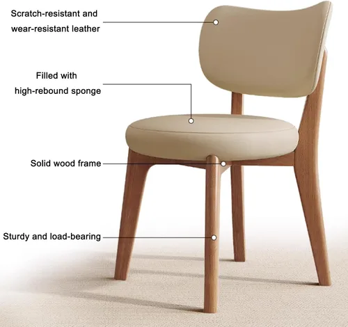 Vista 4 de Juego de sillas de comedor de madera de 1/2/4, sillas de cocina con respaldo curvo, silla de vestíbulo, silla de comedor tapizada, silla de comedor