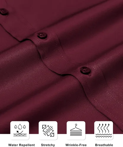 Vista 5 de Alimens & Gentle Camisas de vestir con escudo antimanchas para hombre vino borgoña