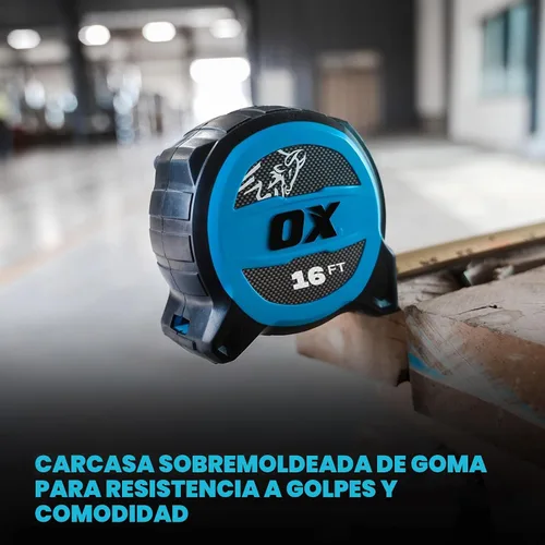 Vista 4 de OX Tools Tuff Blade - Cinta métrica magnética de construcción a prueba de golpes con doble gancho magnético - Hoja de 1 1/4 pulgadas de ancho