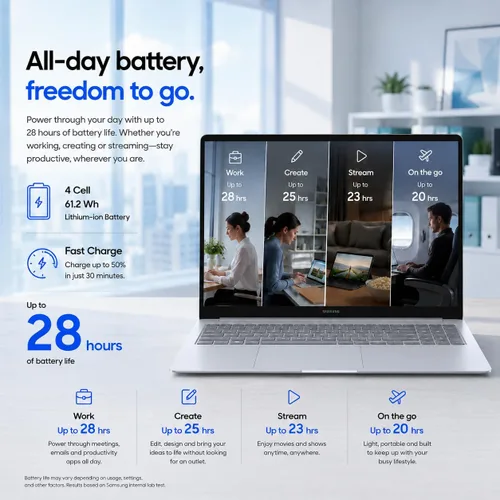 Vista 5 de Samsung Galaxy Book4 Edge, LED de 15.6 pulgadas, Snapdragon X, DDR5 de 16