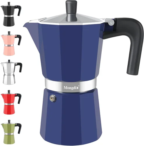 Vista 11 de Mongdio - Cafetera de café espresso para estufa Moka, Cafetera Cubana para estufa, Cafetera Mocha Greca Italiana, para 6 tazas de espresso, 10 onzas