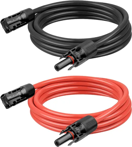 Vista 8 de Cable de Extensión Solar de 8 AWG 3 Pies Negro + 3 Pies Rojo, Cable de Panel Solar de Calibre 8 Macho a Hembra Alambre de Cobre Estañado para Panel