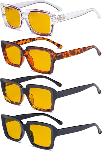 Vista 10 de Eyekepper - Juego de 4 gafas elegantes para mujer, anteojos cuadrados de gran tamaño para mujer