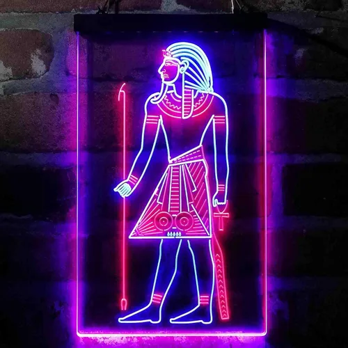 Vista 2 de ADVPRO Pirámides egipcias Antiguo Egipto Menes Faraón Hombre Dual Color LED Neon Sign Azul y Rojo 8 x 12 pulgadas st6s23-i4050-br