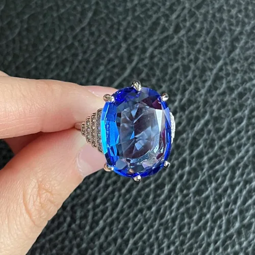 Vista 3 de Psiroy Anillo de plata de ley 925 para mujer con relleno de turmalina de 3 ct