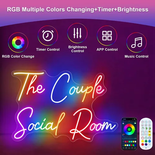 Vista 2 de HDJSIGN Letreros de neón personalizados letrero de cambio de color RGB personalizable