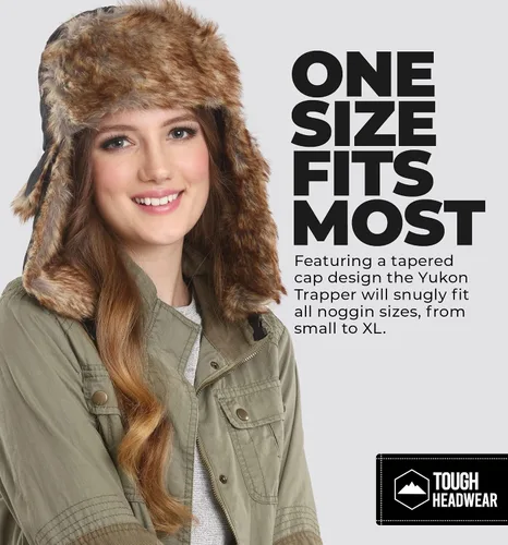 Vista 6 de Tough Headwear Sombrero de trampero de invierno, sombreros de aviador ruso Ushanka Trooper para hombres y mujeres, sombrero esquimal de nieve
