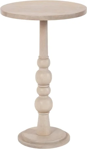 Vista 11 de Kate and Laurel Wegner Coastal Mesa Redonda de Madera para Bebidas, 8 x 23 pulgadas, Blanqueado, Mesa de Pedestal Elegante y Duradera para Usar como