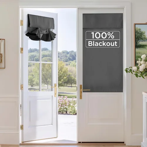 Vista 85 de RYB HOME 2 paneles 100% opacos para puerta de aula, 8 pulgadas de ancho x 36 pulgadas de largo, color beige biscotti, sin taladro, para ventana
