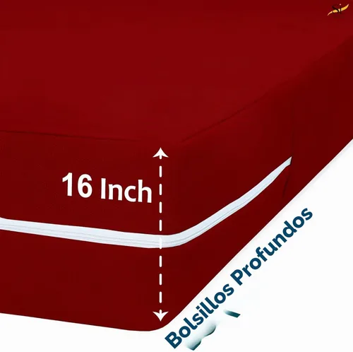 Vista 3 de Protector de colchón tamaño individual (38 x 75 pulgadas), funda 100% impermeable con cremallera, 15 pulgadas de profundidad, funda de colchón
