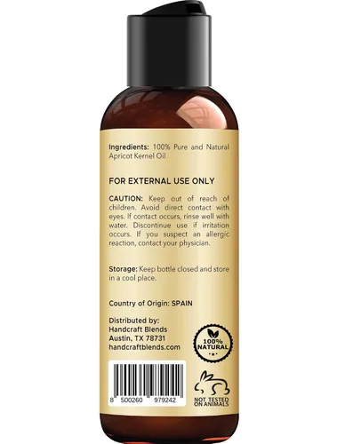 Vista 3 de Handcraft Blends Aceite de Semilla de Albaricoque - Prensado en Frío 4 Fl Oz - 100% Puro y Natural - Aceite Portador de Grado Premium para Piel