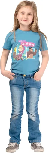 Vista 6 de Masha and the Bear You Never Catch Me T-Shirt, Masha Riding Tricyle Graphic, lavable a máquina