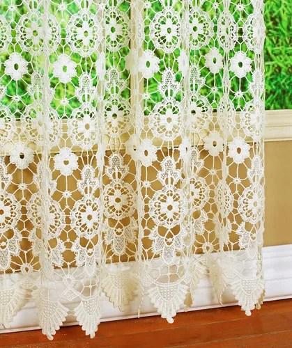 Vista 4 de Cortina de Medallón Macramé de Today's Curtain 30 cm, Color Écru, 89 cm x 30 cm