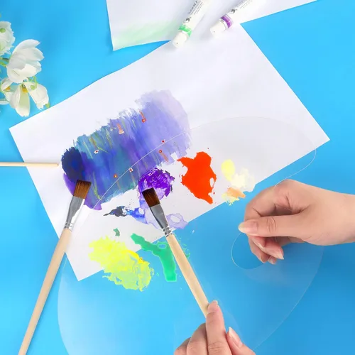 Vista 7 de Tamaki Paleta de pintura acrílica, paleta de pintura transparente, fácil de limpiar, antiadherente, paleta de artistas para óleo, acuarela