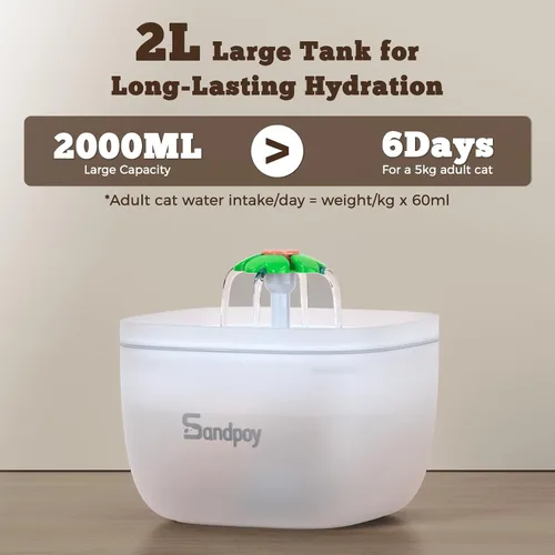Vista 6 de Sandpoy Alimentador automático para gatos y dispensador de agua FW1, dispensador de comida para gatos de 3 litros con tapa de bloqueo, juego dos