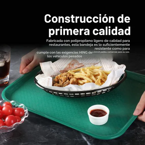 Vista 5 de New Star Foodservice Bandeja de comida rápida, bandeja de plástico reutilizable de 10 x 14 pulgadas, superficie antideslizante texturizada, bandeja