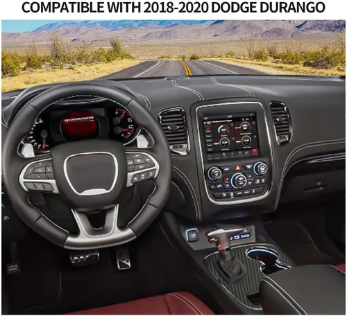 Vista 7 de Voodonala Cubierta de fibra de carbono para panel de palanca de cambios de consola central compatible con Dodge Durango 2018-2020 (2018-2020)