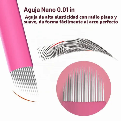 Vista 3 de 50PCS Nano Microblading Blades 12 agujas planas curvadas del tatuaje de la ceja